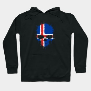 Chaotic Icelandic Flag Splatter Skull Hoodie